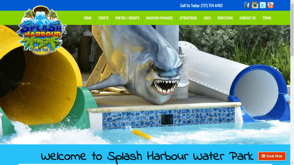 Homepage of Splash Harbor Waterpark's Website / splashharbourwaterpark.com