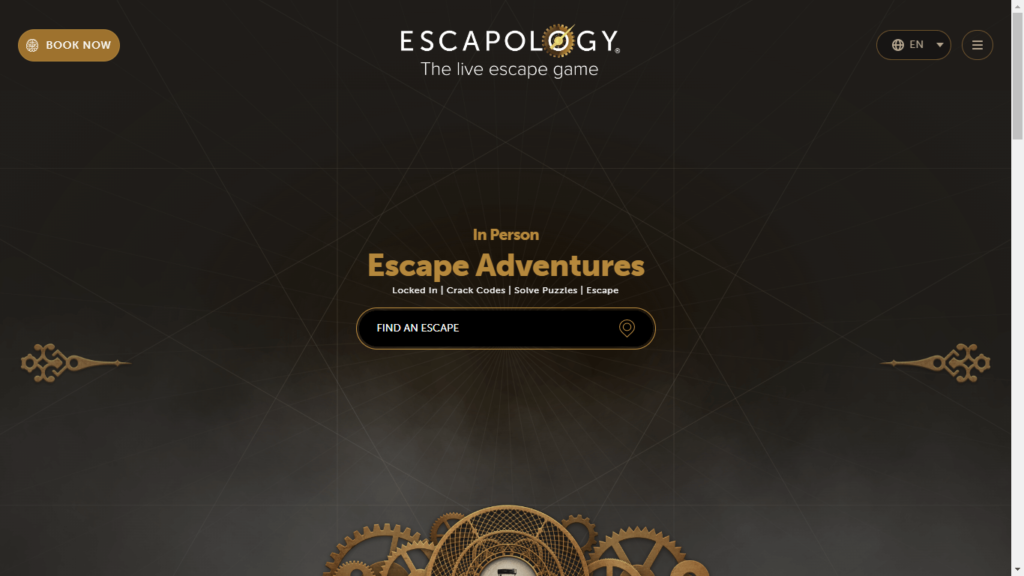 Homepage of The Escapology Escape Room's Website / escapology.com