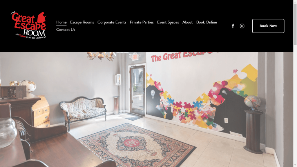 Homepage of The Great Heist Escape Room's Website / thegreatescaperoommiami.com
