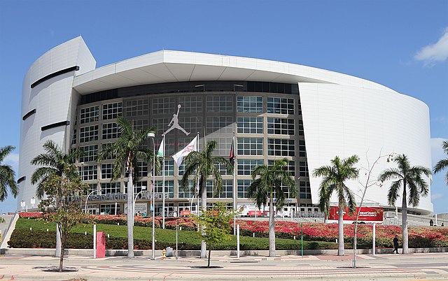 Exterior view of Kaseya Center / Wikipedia / Jjron
Link: https://en.wikipedia.org/wiki/Kaseya_Center#/media/File:American_Airlines_Arena,_Miami,_FL,_jjron_29.03.2012.jpg 

