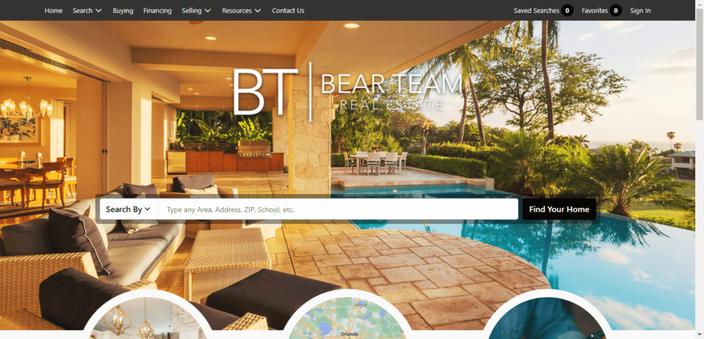 Homepage of Bear Team Real Estate website / callthebearteam.com