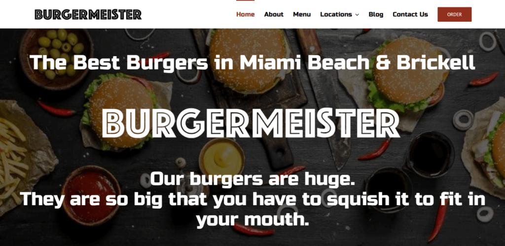 Homepage of Burgermeister Brickell website / burgermeistermia.com 