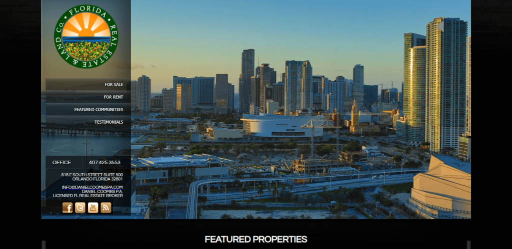 Homepage of Florida Real Estate & Land Co. website / orlandosalesclub.com 
