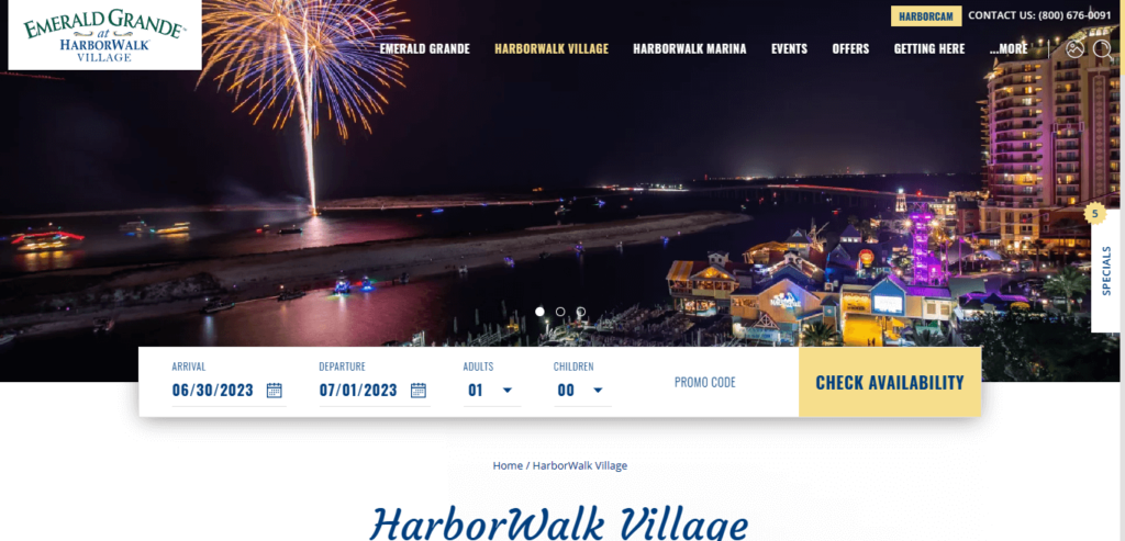 Homepage of Harbour Walk Village website / emeraldgrande.com 