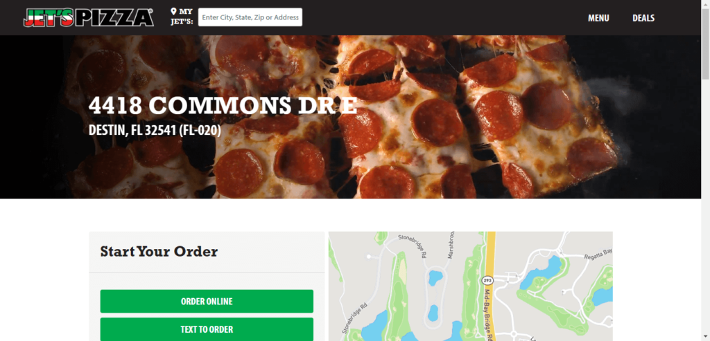 Homepage of Jet's Pizza website / jetspizza.com 