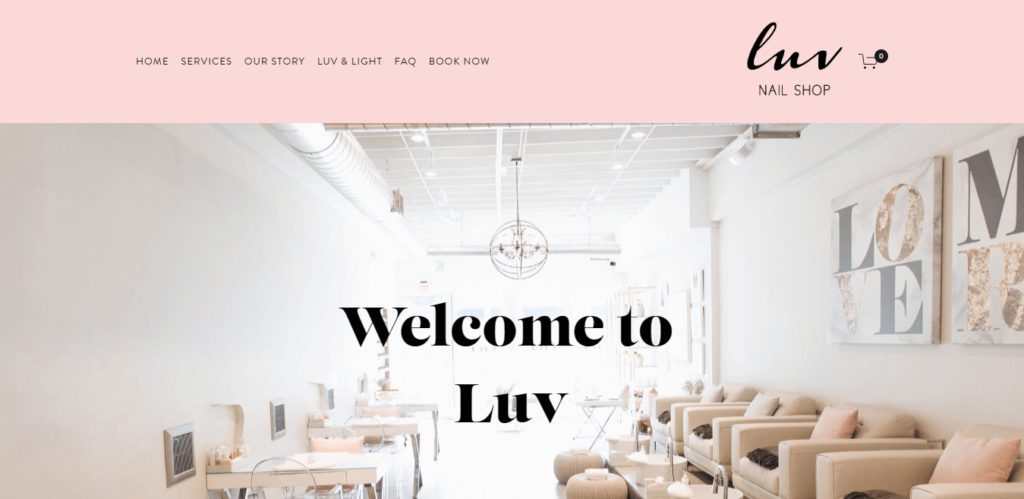 Homepage of LUV Nail Shop website / luvnailshop.com 
