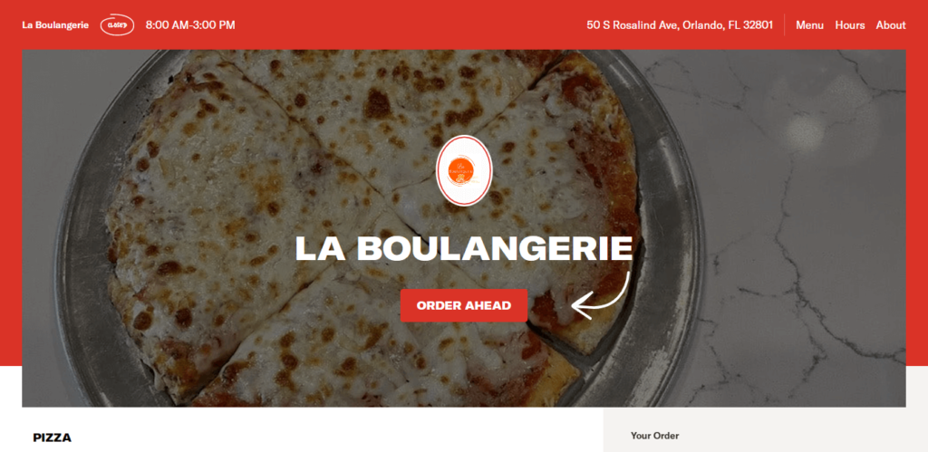 Homepage of La Boulangerie website / frenchcafemenu.com 