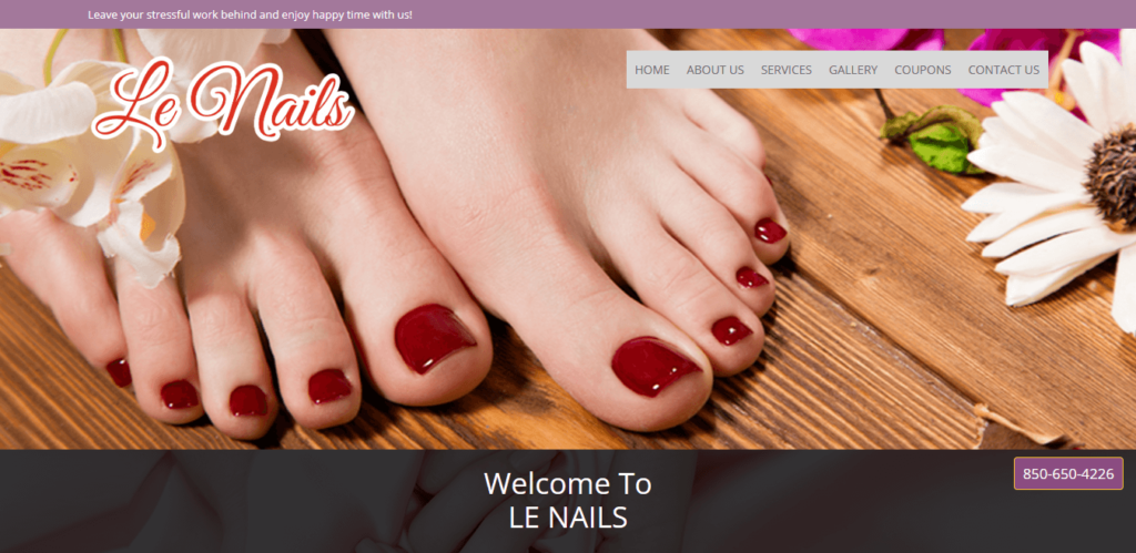 Homepage of Le NAILS website / lenailsdestin.com 