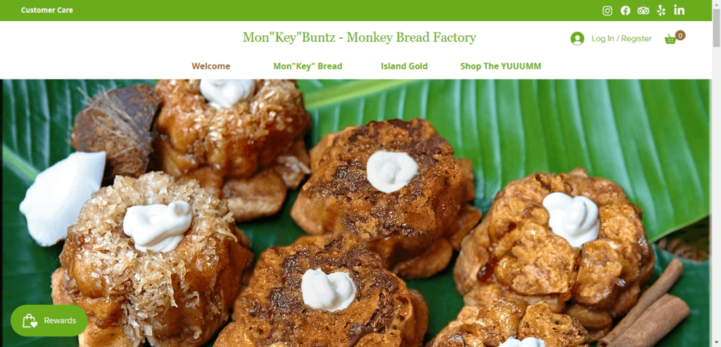 Homepage of Mon “Key” Buntz Monkey Bread Factory website / monkeybreadfactory.com 