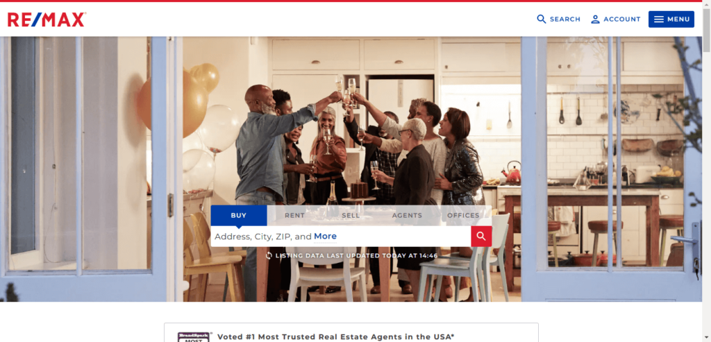 Homepage of Re/Max Premier Realty website / https://www.remax.com/