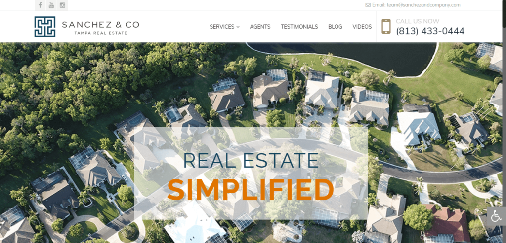 Homepage of SANCHEZ & Co Tampa Real Estate website / sanchezandcompany.com 