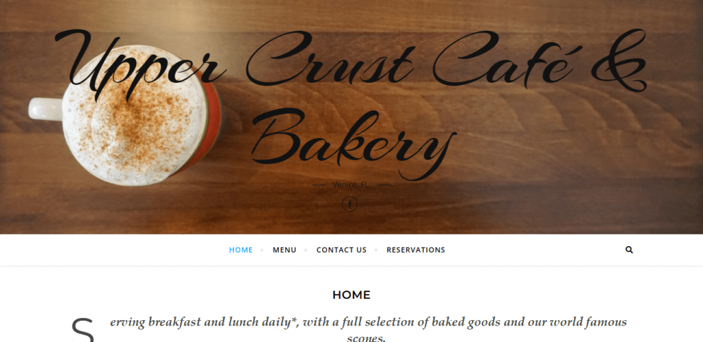 Homepage of Upper Crust Cafe & Bakery website / uppercrustvenice.com 