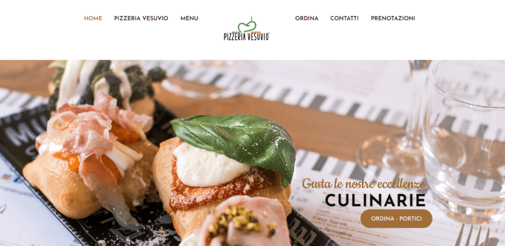 Homepage of Vesuvio's Pizza website / pizzeriavesuvio.it 