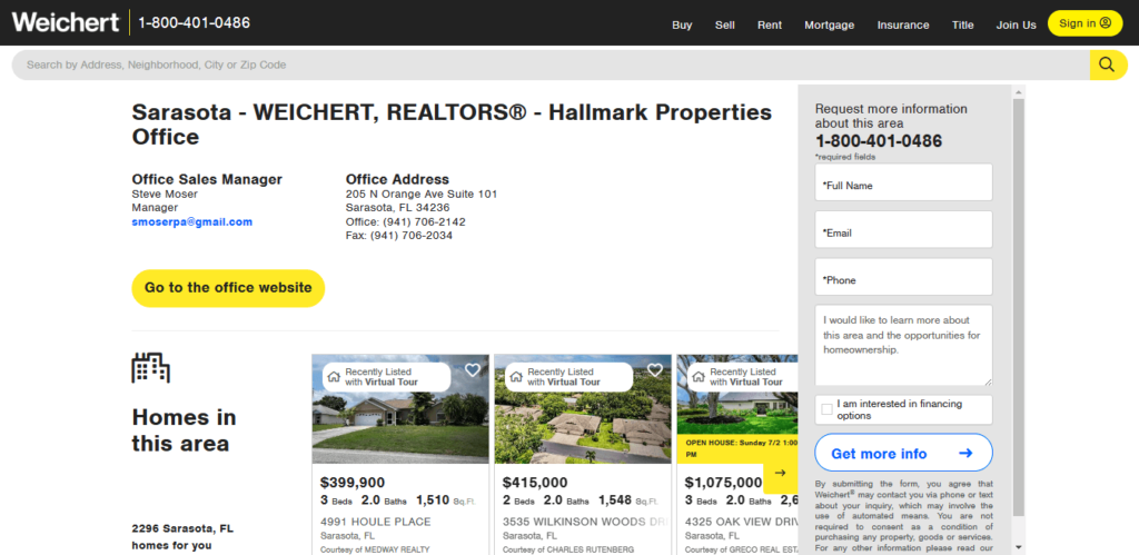 Homepage of Weichert, Realtors Hallmark Properties website / weichert.com